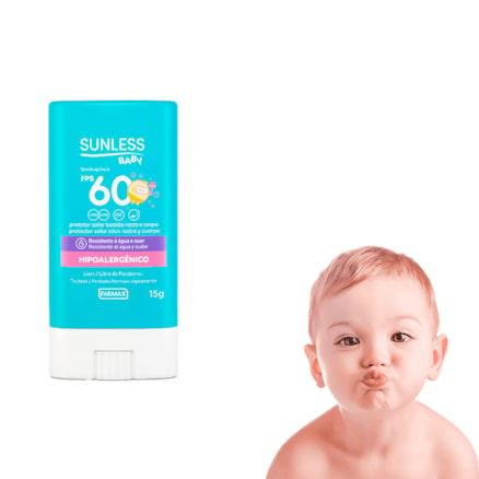 Protetor Solar Sunless Baby Bastão Fps60 Hipoalergênico Sem Frangancia 15G