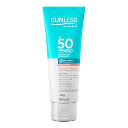 Protetor Solar Sunless Facial Base Cor Bege Médio Fps50 60g