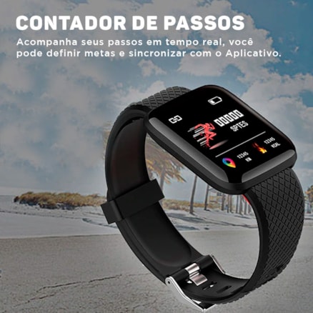 Pulseira Inteligente Fitness Prova Dágua Smartband Preto