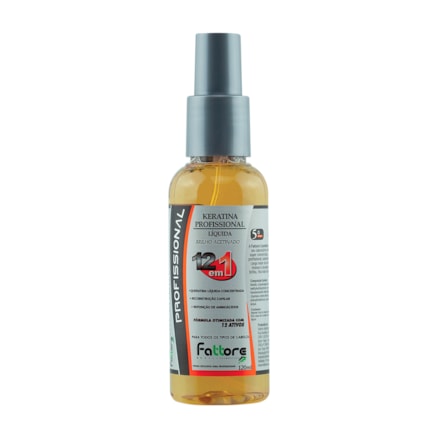 Queratina líquida Fattore 12 em 1 Profissional 120ml + Defrizzante Reconstrução 12 Em 1 Fattore Brilho Intenso Proteção Cabelos Lisos 300ml