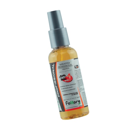 Queratina líquida Fattore 12 em 1 Profissional 120ml + Defrizzante Reconstrução 12 Em 1 Fattore Brilho Intenso Proteção Cabelos Lisos 300ml