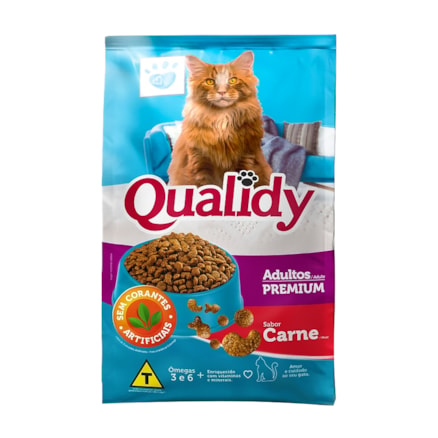 Ração Qualidy Para Gatos Adultos Sabor Carne 500g