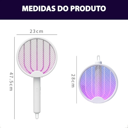 Raquete Elétrica Super Premium Mata Mosquito Com Luz Led Uv