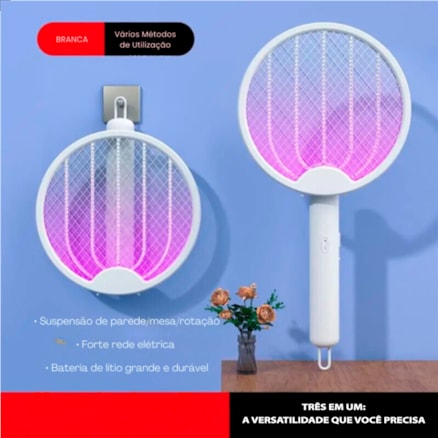 Raquete Elétrica Super Premium Mata Mosquito Com Luz Led Uv