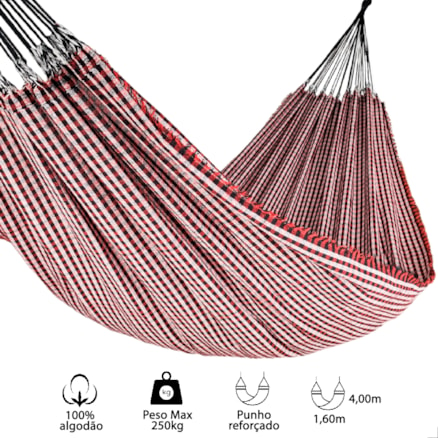 Rede de Dormir Casal Xadrez Descanso 4m Reforçada Balanço Gigante