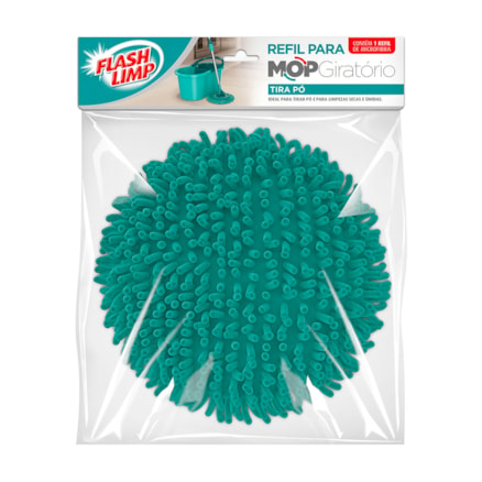 Refil Mop Giratório Flashlimp Tira Pó Microfibra Lavável 12l