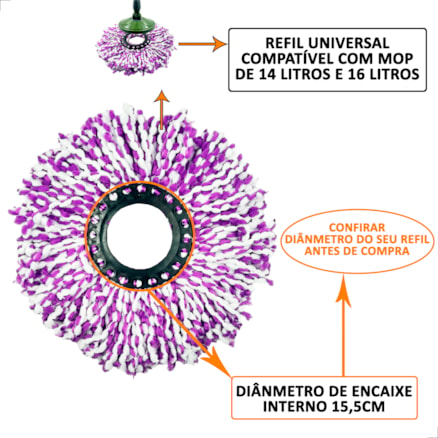 Refil Mop Tira Pó Giratório Microfibra 360 Esfregão Inma Esfreguette