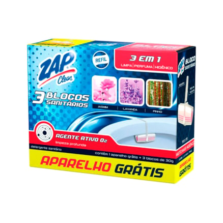 Refil Sanitário Zap Clean Limpa Perfuma Leve 3 Grátis 30g