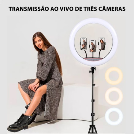 Ring Light 43cm 17 Polegadas Tripe Iluminador Suporte Celular Profissional Flash