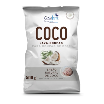 Sabão Pó Casakm Óleo Coco Glicerina Roupas Bebê 500g