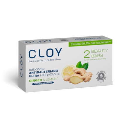 Sabonete Cloy Beauty Antibacteriano Ginger & Lemon 80g 2 Und