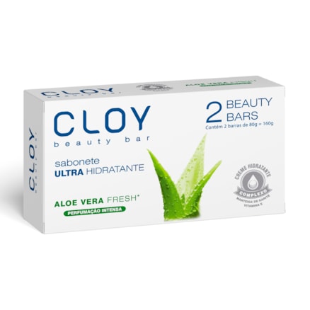 Sabonete Cloy Beauty Ultra Hidratante Aloe Vera Fresh 80g 2 Und