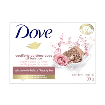 Sabonete Dove Equilíbrio Oleosidade Argila Água Rosas 90g