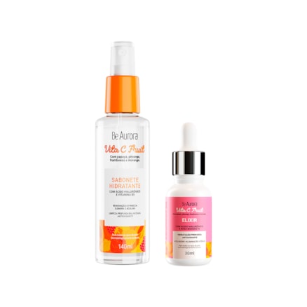 Sabonete Hidratante Be Aurora Vita C Fruit com Ácido Hialurônico + Vitamina B5 140ml +  Elixir Be Aurora Rosa Mosqueta com Ácido Hialurônico + Colágeno 30ml