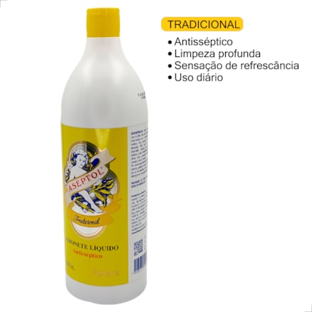 Sabonete Líquido Aseptol 1000ml Tradicional Higiene Pele Hidratante Corpo Pele