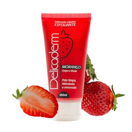 Sabonete Líquido Delicaderm Esfoliante Morango 180ml