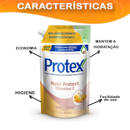 Sabonete Líquido Protex Nutri Protect Vitamina E Proteção Antibac Natural com Óleo de Linhaça 900ml