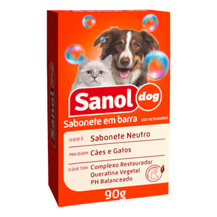 Sabonete Sanol Cães E Gatos Neutro Complexo Restaurador 90g