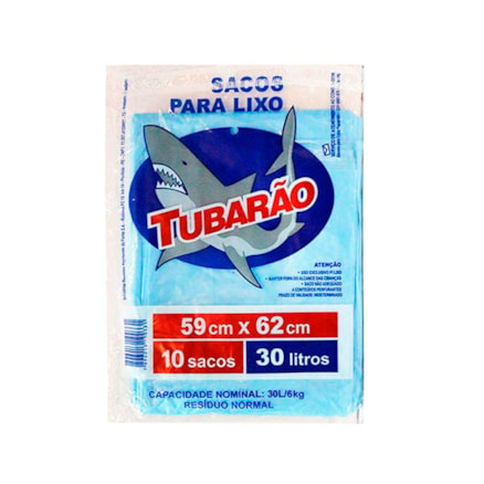 Saco De Lixo Tubarão 10 Und 30 Litros