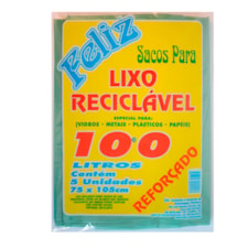 Saco Lixo Feliz Reforçado 5 Recicla Pacotes 5 Und 100 Litros