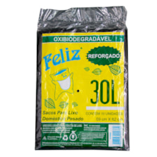 Saco Lixo Feliz Reforçado Biodegradável 5 Pacotes 10 Und 30l