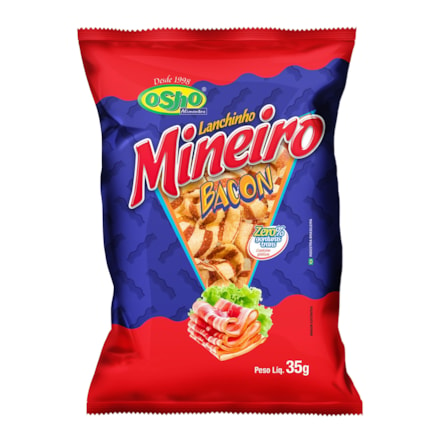 Salgadinho de Trigo Lanchinho Mineiro Sabor de Bacon Snack Osho Zero Glúten 35G