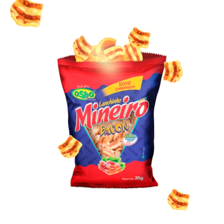 Salgadinho de Trigo Lanchinho Mineiro Sabor de Bacon Snack Osho Zero Glúten 35G