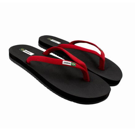 Sandália Chinelo Tradicional Opanka Preto Vermelho Masculino