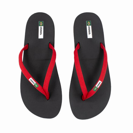 Sandália Chinelo Tradicional Opanka Preto Vermelho Masculino