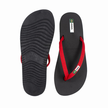 Sandália Chinelo Tradicional Opanka Preto Vermelho Masculino