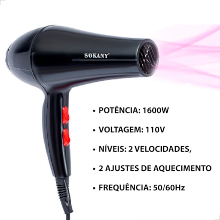 Secador De Cabelos Profissional 1600w e 2200w Estilo 110 e 220 Eletrico Doméstico