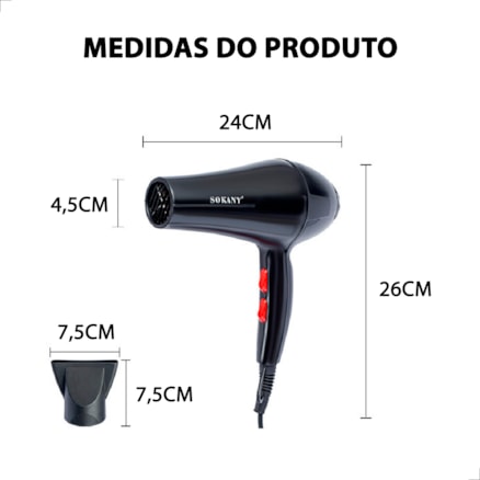 Secador De Cabelos Profissional 1600w e 2200w Estilo 110 e 220 Eletrico Doméstico