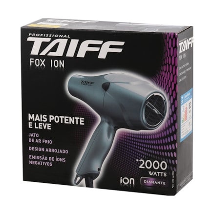 Secador Taiff Fox Ion Silver Prata 2000w Diminui Frizz