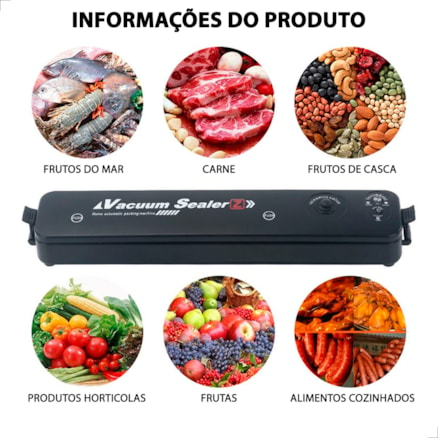 Seladora De Embalagem A Vácuo Portátil De Alimentos Bivolt Embaladora Manual