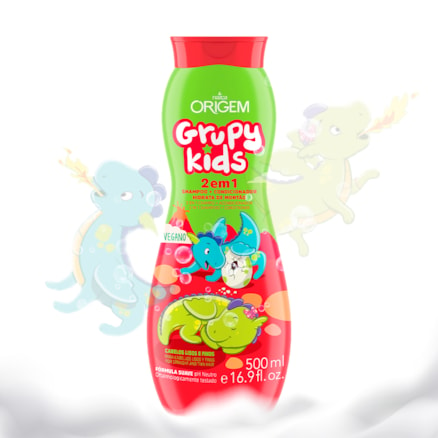 Shampoo 2 Em 1 Grupy Kids Hidrata De Montão Fios Lisos 500ml