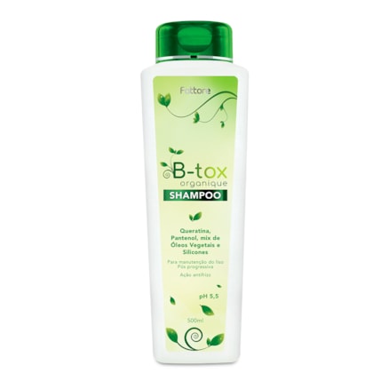 Shampoo B-tox Organique Fattore Queratina e Pantenol 500ml + Leave-in Fattore B-tox Organique Manutenção Liso 150ml