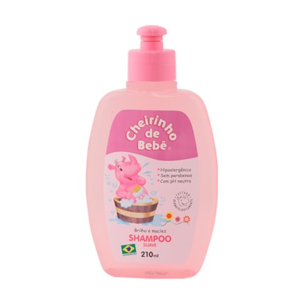 Shampoo Cheirinho De Bebê Ph Neutro Suave Rosa 210ml