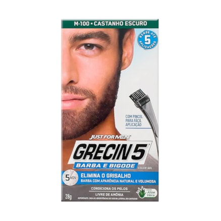Shampoo Color Gel Grecin Castanho Escuro Barba Cabelo