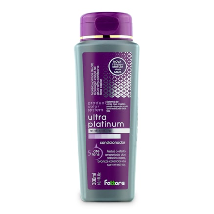 Shampoo + Condicionador 300ml + Máscara Ultra Platinum Matizadora Fattore Reduz Efeito Amarelo Cabelos Loiros e Brancos sem Sal 250g