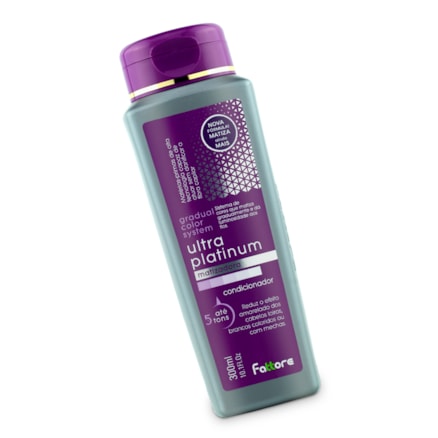 Shampoo + Condicionador 300ml + Máscara Ultra Platinum Matizadora Fattore Reduz Efeito Amarelo Cabelos Loiros e Brancos sem Sal 250g