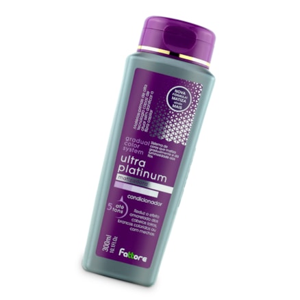 Shampoo + Condicionador 300ml + Máscara Ultra Platinum Matizadora Fattore Reduz Efeito Amarelo Cabelos Loiros e Brancos sem Sal 250g