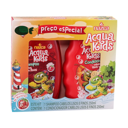 Shampoo + Condicionador Acqua Kids Cabelos Lisos Finos 250ml