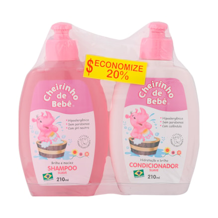 Shampoo + Condicionador Cheirinho De Bebê Rosa 210ml