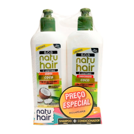 Shampoo + Condicionador Natuhair Sos Óleo Coco Sem Sal 300ml