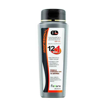 Shampoo + Defrizzante Reconstrução 12 Em 1 Fattore Brilho Intenso Proteção Cabelos Lisos 300ml