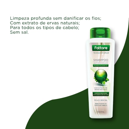 Shampoo Fattore Anti-resíduos Purificante com Extrato de Ervas Naturais 500ml