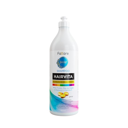 Shampoo Hairvita Fattore Nutrição e Crescimento com Whey + D-Pantenol + Vitamina A + Óleo de Argan  900ml