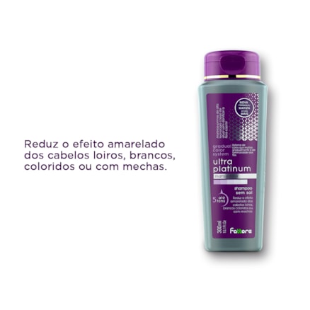 Shampoo Matizadora Fattore Ultra Platinum 5 Tons sem Sal 300ml