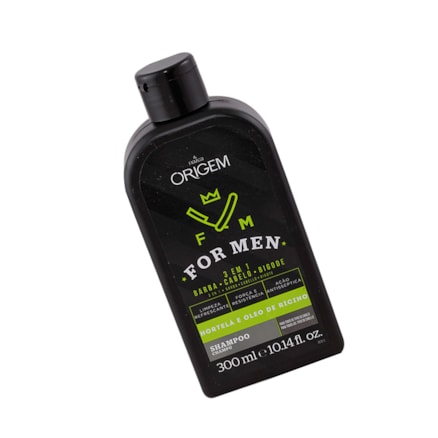 Shampoo Origem For Men 3 Em 1 Hortelã Óleo Rícino 300ml