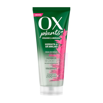 Shampoo Ox Plants Hidrata E Dá Brilho Vegano 200ml